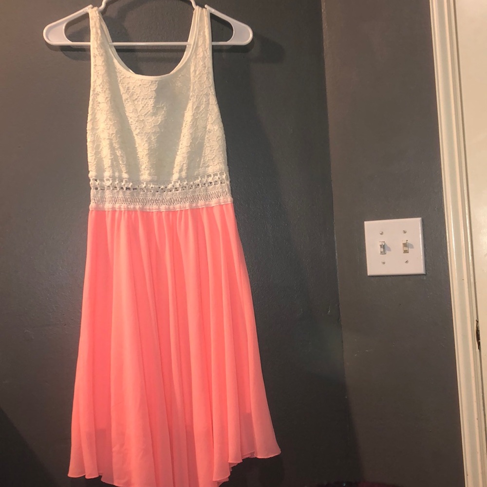 Fun coral and lace dress